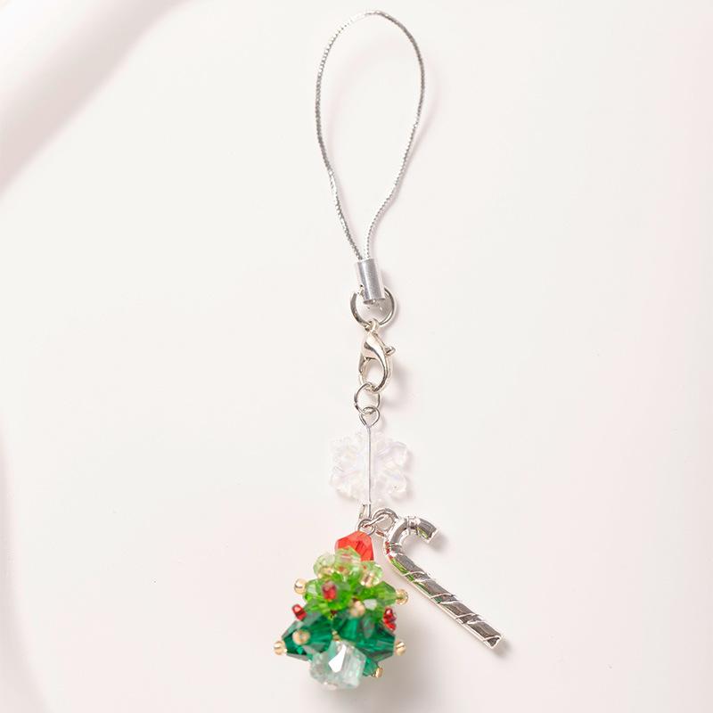 Christmas tree mobile phone pendant lanyard beaded DIY camera anti-lost rope keychain pendant bag pendant mobile phone chain