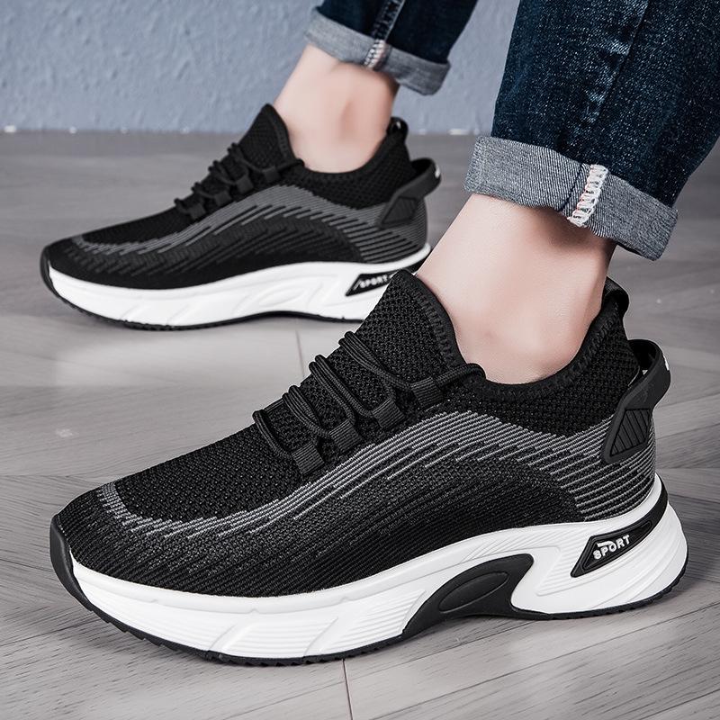 Men's Flyknit Height-Increasing Running Shoes - Lightweight, Breathable, Thick Sole Platform for Spring/Summer Fashion
