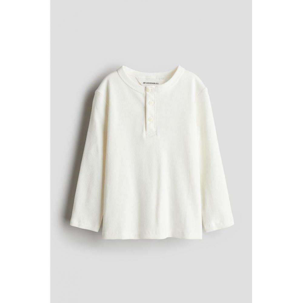 

Топ из хлопка HM Henley белого цвета