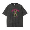 Vintage Glowing Skeleton Graphic Washed Acid T-Shirt Men's Oversized Short Sleeve Crew Neck Punk Streetwear Tee Man Tops