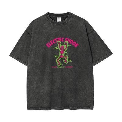 Vintage Glowing Skeleton Graphic Washed Acid T-Shirt Men's Oversized Short Sleeve Crew Neck Punk Streetwear Tee Man Tops