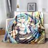Anime Vocaloid Girl Blanket Kawaii Miku Lightweight Soft Throw Blanket Flannel Bedspread Sofa Cover Gift for Children
