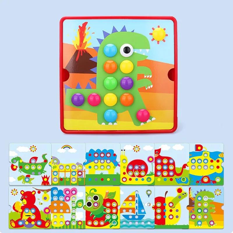 Novo cogumelo prego diy dos desenhos animados brinquedos artesanais montessori brinquedos educativos das crianças jogo de quebra-cabeça 3d inteligente presentes de tabuleiro