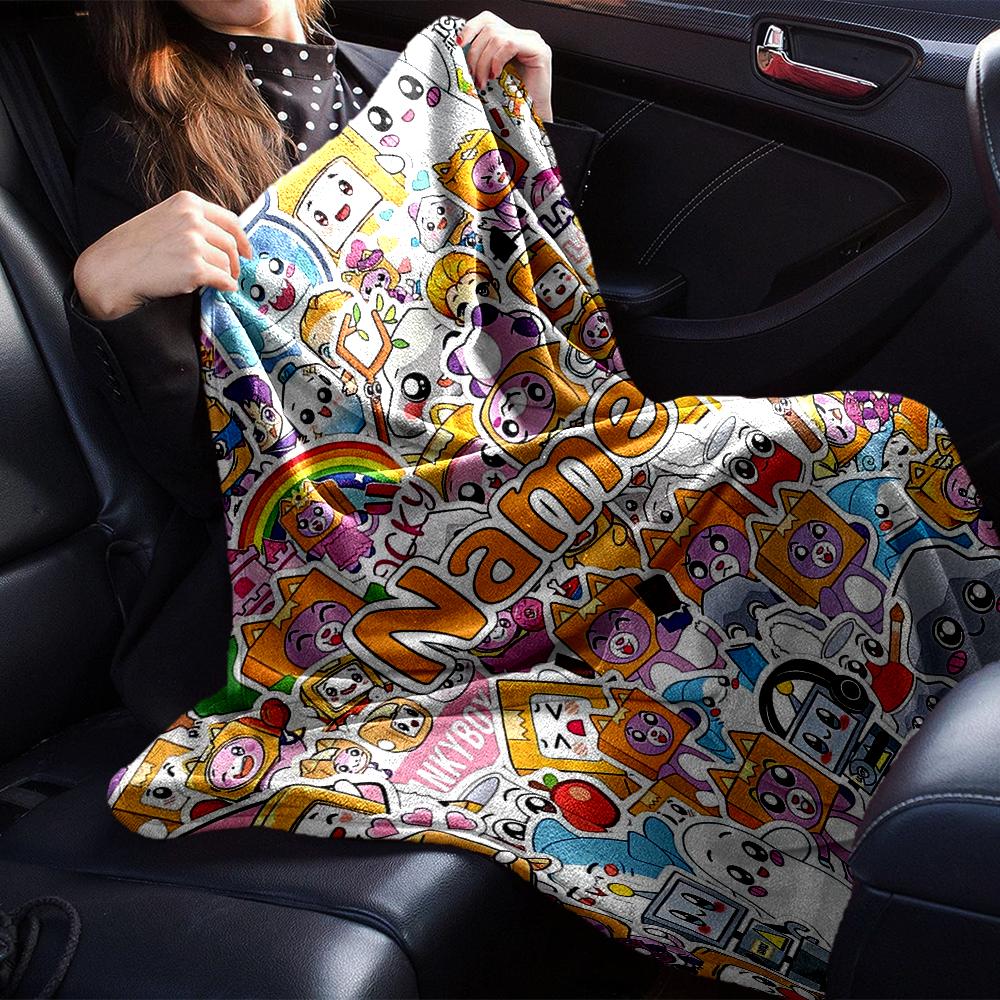 Custom Name LankyBox Theme Printed Blanket - Perfect for Couch, Bed, Travel & Outdoor Use | Machine Washable, Cozy & Durable.