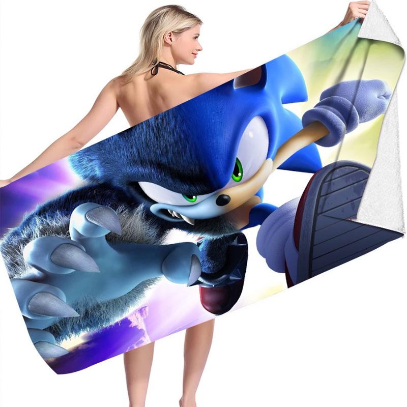 Sonic Beach Towel Microfiber Bath Towel For Kids And Adults Soft And Cozy With Eye-catching Design
