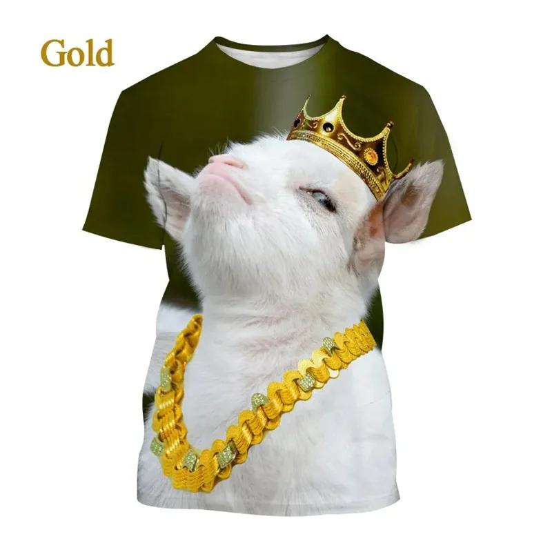 Summer Round Neck Animal Goat Sheep Graphic 3D Print Top Fashionable Casual Short Sleeved Men's and Women's Unisex T-shirts