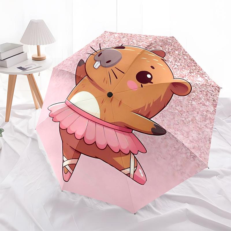 Reiseregenschirm mit Capybara-Motiv - 8 Rippen, Automatisches Öffnen und Schließen, Tragbares faltbares Design, Kompakter und stilvoller Schirm für unterwegs
