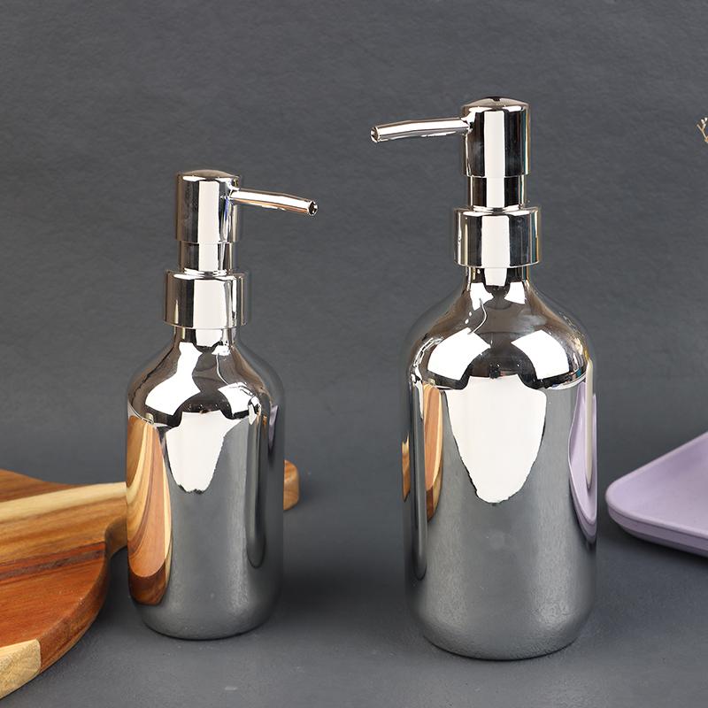 300/500Ml Silver Plating Soap Dispenser Bottle Empty Hand Press Refillable Lotion Bathroom Shampoo Shower Gel Container Accessor