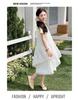 Koreanischer Stil Spitzen Sommer Zweiteiler Kleid mit unregelmäßigem Patchwork - Schichtendesign Midi