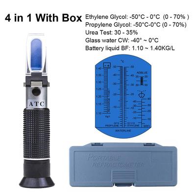 4-in-1 ATC-Refraktometer, Frostschutz-Kühlmitteltester, Adblue-Motorflüssigkeit, Propylen-Ethylen-Glykol-Detektor, Auto-Clean-Batterietest