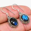 Natural Labradorite Gemstone 925 Solid Sterling Silver Gift Earring 1.25" D5p64