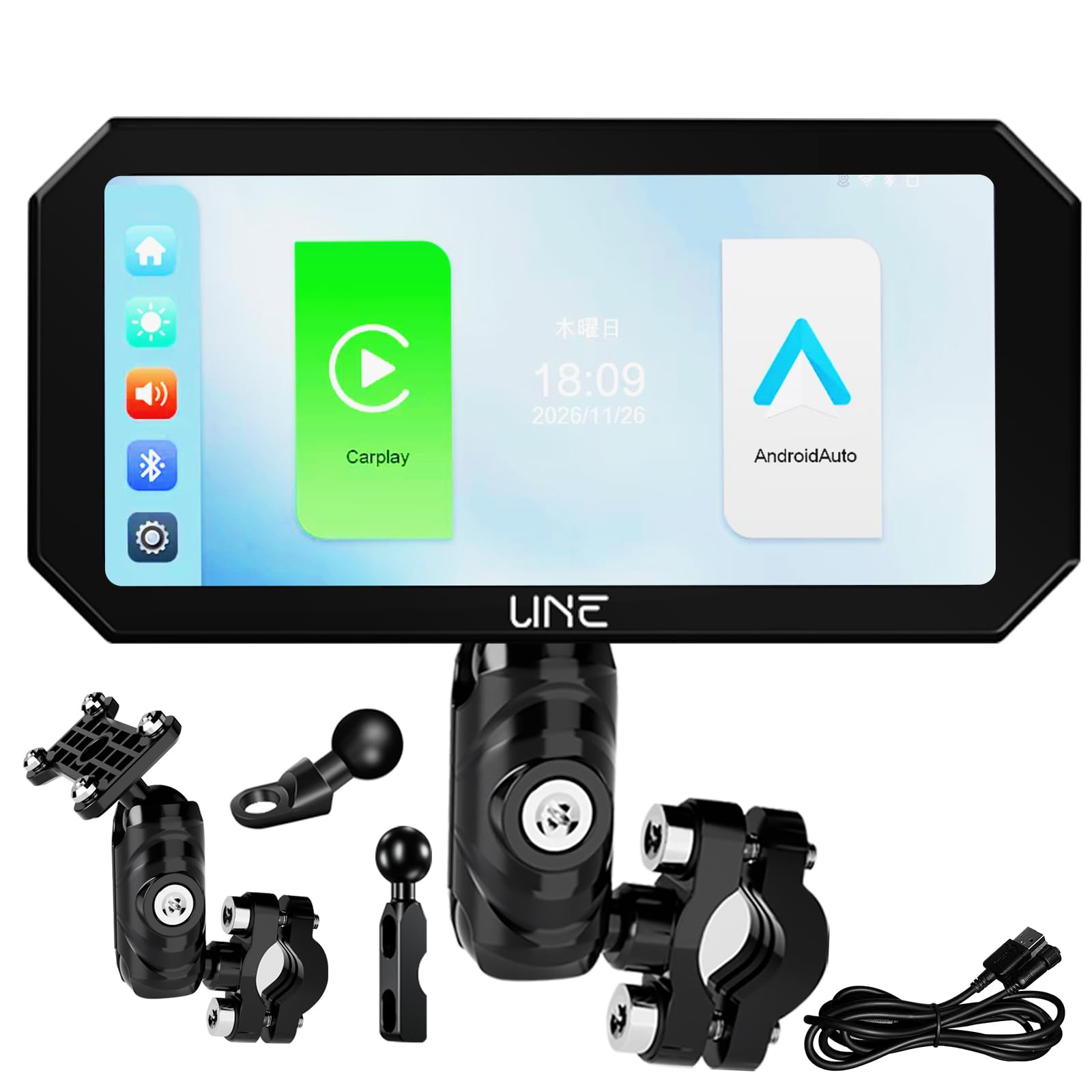 

UNE Мотоциклетная Аудиосистема с Дисплеем, 6,25-дюймовый Большой Экран IPS ЖК-Монитор, Мотоциклетная Аудиосистема с Дисплеем,