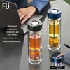 FU+ Classic Lang Series Titanium Crystal Tea Infuser Double-Layer Glass Cup