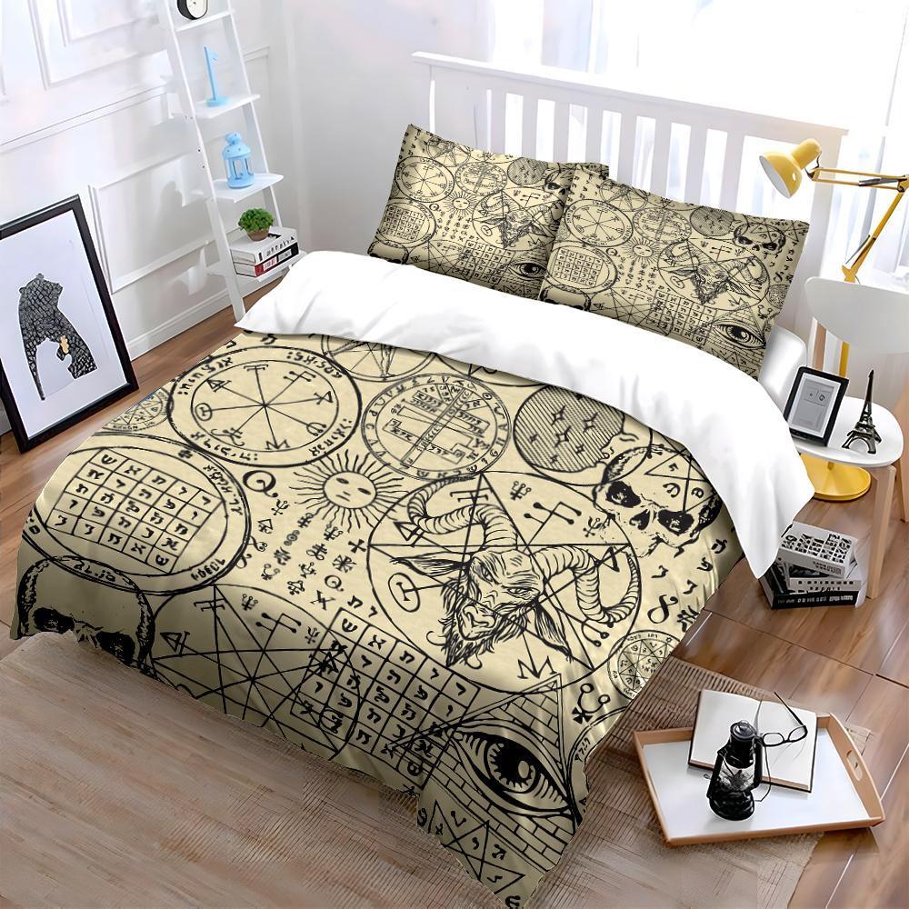 Occult Symbol Pattern Bedding Set Bedding Set (1 Duvet Cover, 2 Pillowcases, Duvet Not Included)