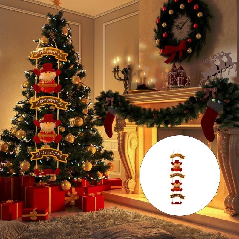 Soft Fabric Santa Deer Hanging Ornament Christmas Tree Decoration For Door Wall Mantels Holiday Party Indoor and Outdoor