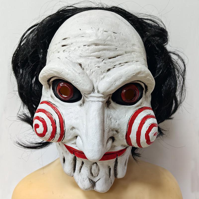 

SAW Chainsaw Massacre Theme Mask, Chainsaw Killer Movie Mask, Halloween Scary Mask with Hair, Headgear