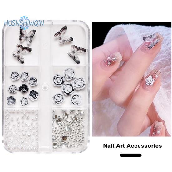 

1 коробка, украшения для ногтей со стразами камелии, потрясающий дизайн с акцентами в виде бабочек, аксессуары красный