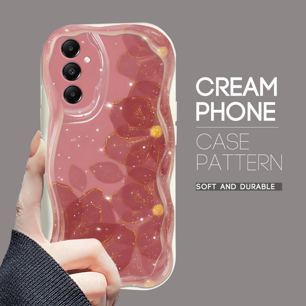 Cute Cartoon Pattern Cream Texture Casing Wavy Edge Soft Silicone Cover Phone Case for Samsung