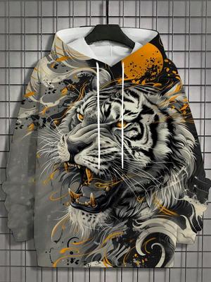 Men's Hoodie 3d Print Animal Tops Tiger Lion Graphics Long Sleeve Hoodie Autumn Fashion Dragon Men's Top Oversized Streetwear