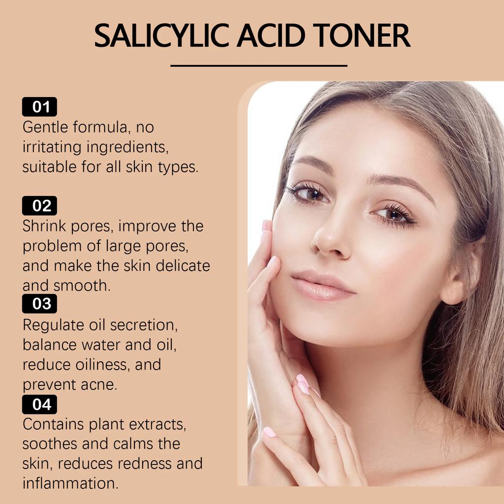 Salicylic Acid Pore Care Toner, Gently Moisturizing, Hydrating and Moisturizing Skin Refreshing Skin Care Water Plant Extraction