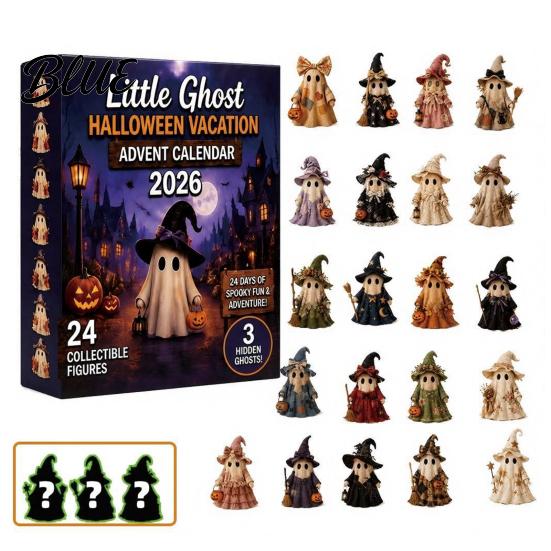 Spooky Advent Calendar Halloween Calendar 24 Days Ghost Countdown with Durable Holiday Decor Collectible Figures Gifts for Kids Boys Girls Toddlers