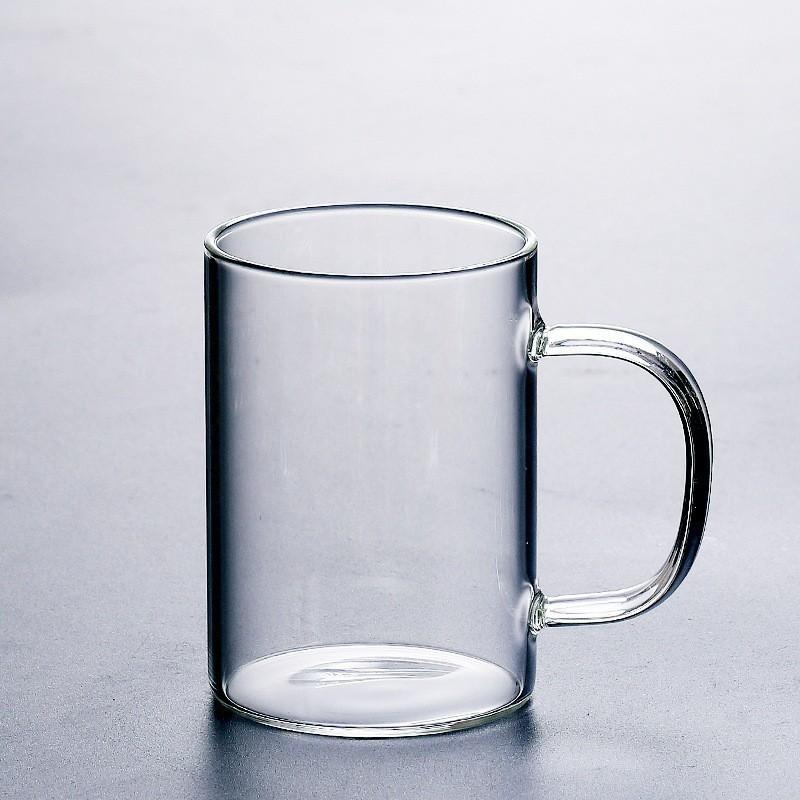 Glass Water Cup Milk Cup Tea Cup Breakfast Beverage Cup High Borosilicate Square Color Handle Glass Water Cup