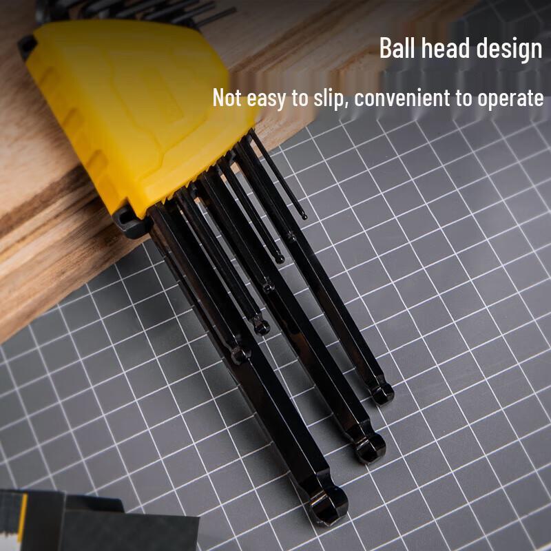 Deli 9-Piece Blackened Extended Ball-End Hex Key Set