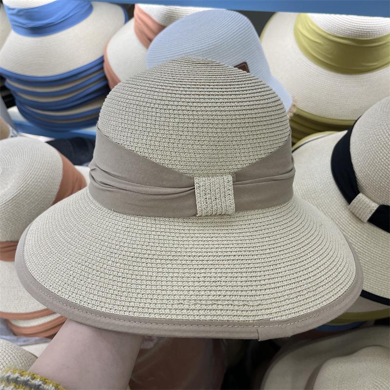 Strohhut Design Farbkombination Eimerhut Lässig Reise Sonnenschutz Meeresufer Sonnenschutz Urlaub Sonnenhut Damen