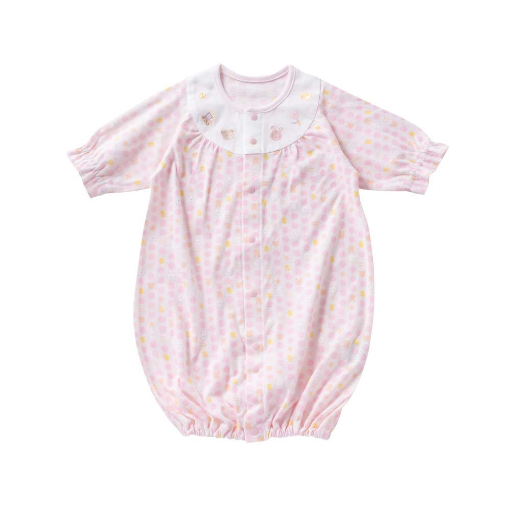 

Крем де Коко Джерси Животный Горошек со Сменной Ластовицей для Новорожденных и Сделанный на Двусторонних Кнопках All-in-One, Младенцы, Япония, 50-70см (розовый) розовый