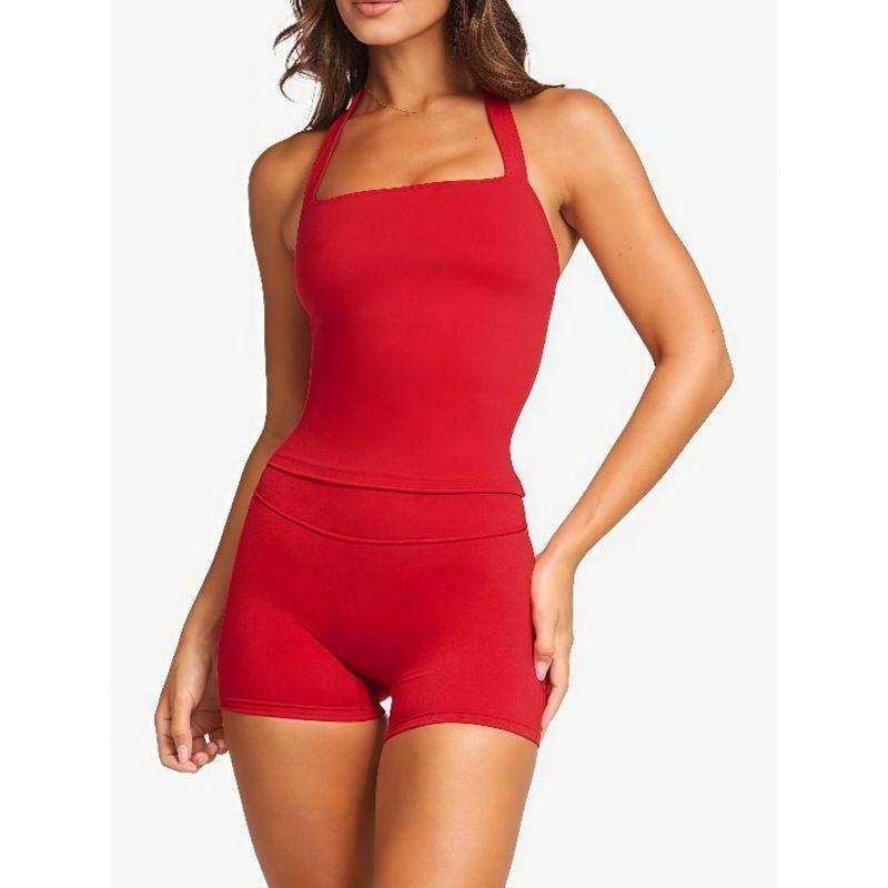 Fashion Fitness Suit Halterneck Beauty Back Yoga Clothes Naked Women Sense Sports Running Belt Chest Pad Two-piece Set Quick-Drying High Elastic