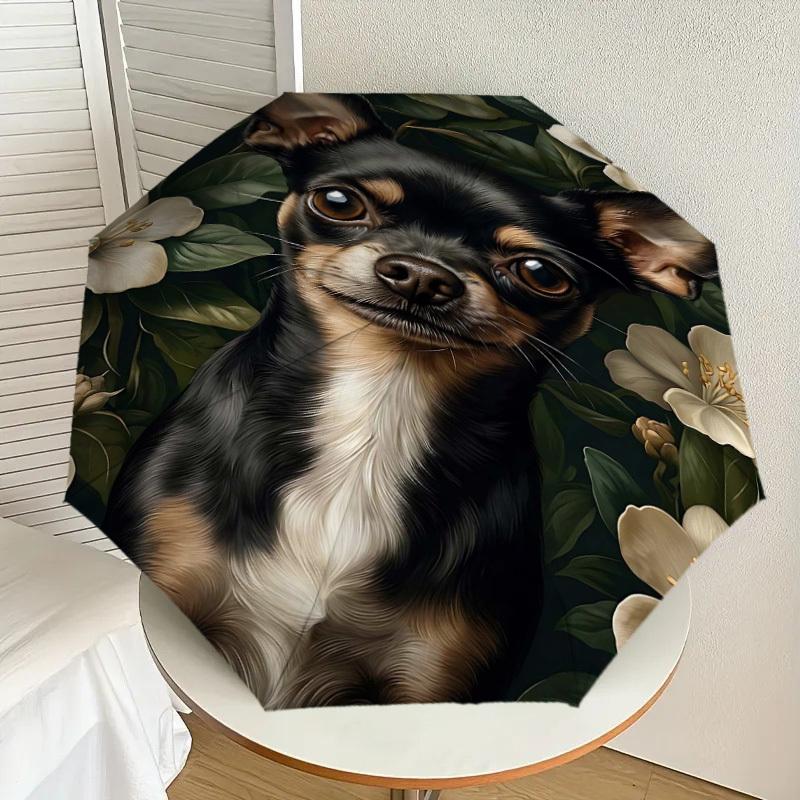 1PC Chihuahua Flowers Umbrella-8-Rib Reinforced, Automatic Open, Lightweight & Durable, Fashion Accessory for Outdoor, H0402