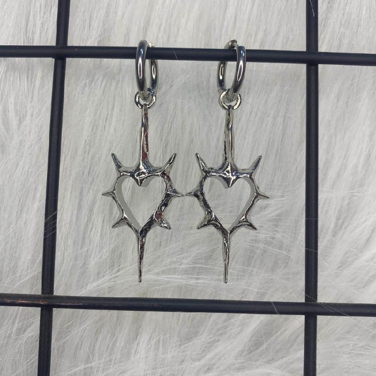 Punk Hip Hop Dangle Earrings Thorn Heart Hoop Earrings Fashion Drop Earrings