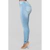 Pantaloni a tubino da donna elasticizzati in denim a vita alta slim-fit