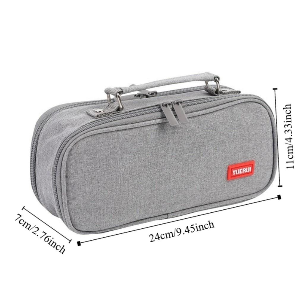 Portable Canvas Pencil Bag Multi-functional Thickening Large Capacity Stationery Bag Handheld 5 Layers Storage Box School