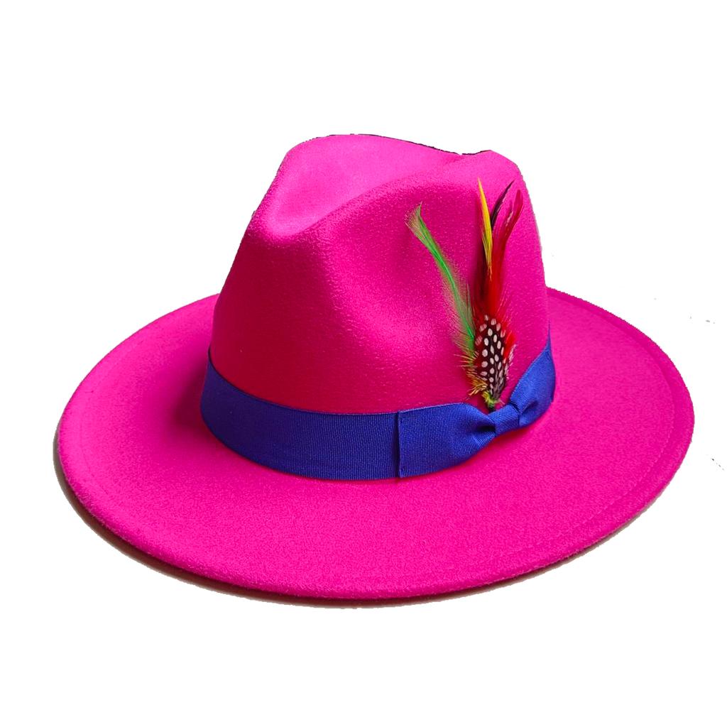 Skórzany Różowy Kapelusz Fedora z Szerokim Rondem Jazzowy Kapelusz Jesień/Zima Klasyczny Elegancki Kapelusz Panama Kapelusz Dżentelmena Sombrero
