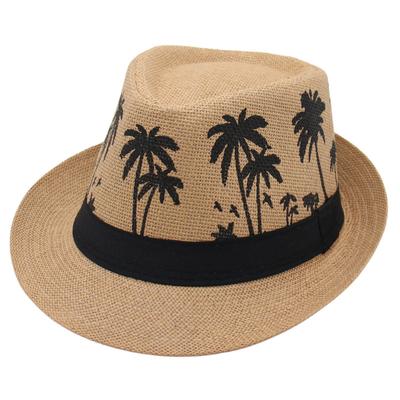 Jarní a letní klobouk proti slunci s vzorem kokosové palmy, malý okraj, Sanya Jazz Hat, pánský a dámský plážový klobouk, top hat, Havaj