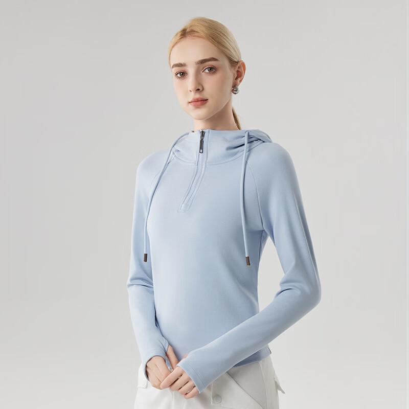 Han Mian Jiang Women s Slim Fit Sand-Washed Half-Zip Hoodie XL