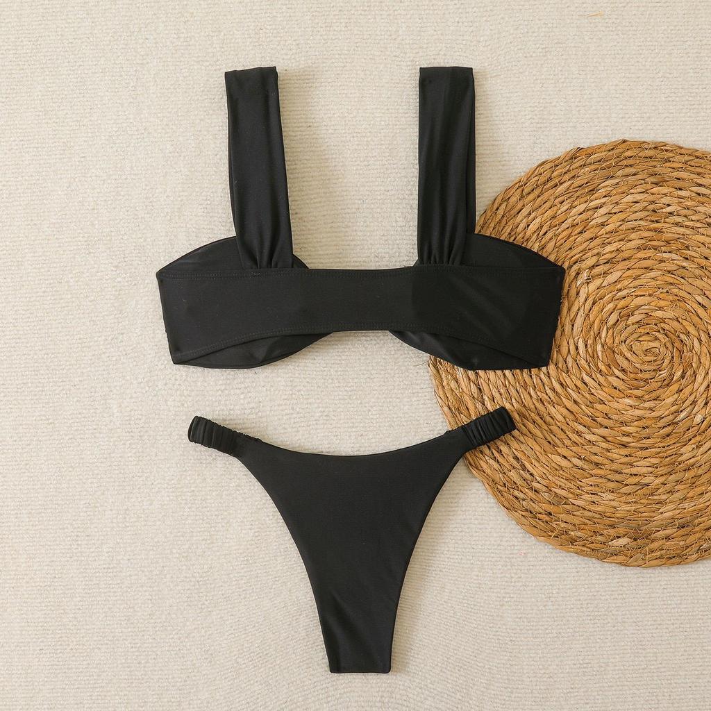 Solid Color Sexy Two-Piece Bikini - Women's Swimwear