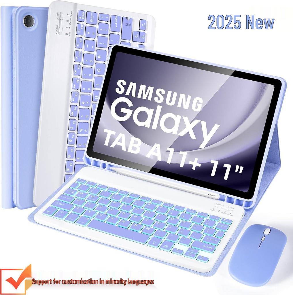 Suitable for Samsung A9 Plus Tablet: 11+ Bluetooth Keyboard with Backlit RGB and Leather Protective Case S789 10FE.