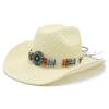 New hollow western denim riding straw hat outdoor personalized men's and women's casual sunshade straw hat