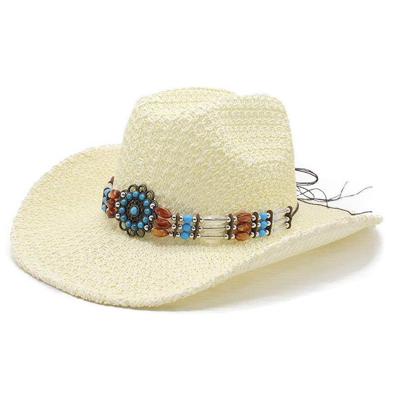 New hollow western denim riding straw hat outdoor personalized men's and women's casual sunshade straw hat
