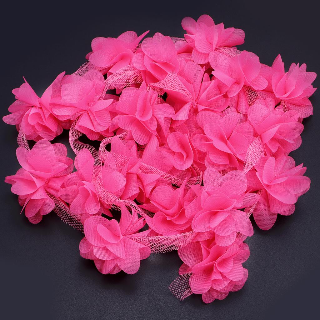 20pcs 5.5cm Chiffon Cluster Flowers Colorful Artificial Flowers For DIY Wedding Party Lace Trim Clothing Gifts Decor Accessories