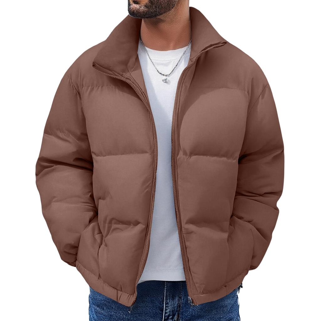 Lässige einfarbige Stehkragenjacken für Damen und Herren, Herren-Jacken mit lockerem Schnitt und dicker Baumwollpolsterung