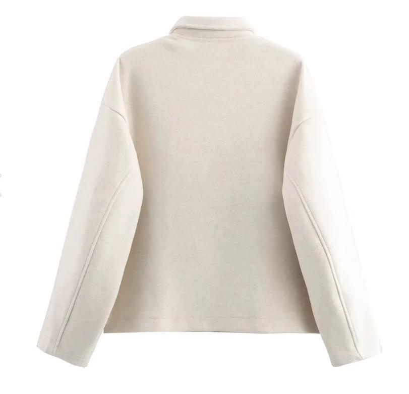 Women's Fashion Loose Zipper Stand Collar Suede Jacket