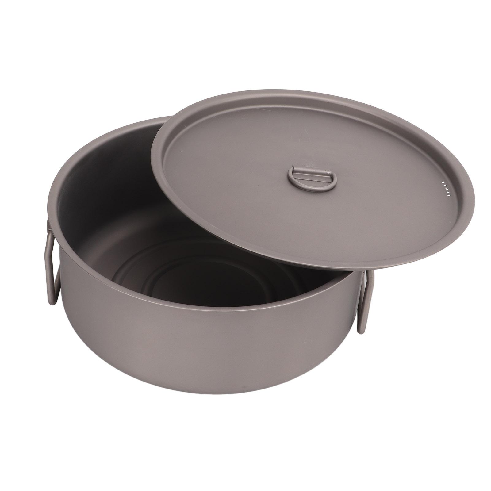 

Titanium Pot 3‑5 People Portable Cooking Pot with Foldable Handles for Outdoor Camping Hiking
