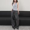 European and American Style Summer New Women's Clothing Fashion Casual Simple Neck Backless Design Plaid Sleeveless Small Vest