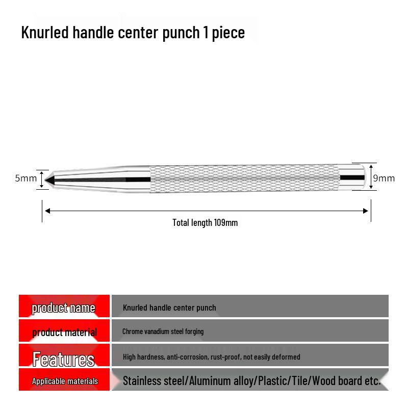 Pro-Grade Centering & Rounding Punch with Alloy Chisel Head for Machinists and Drilling