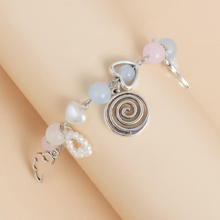 Unique Heart Bracelet for Women Korean Cute Tassels Angel Wing Pendant Bracelet