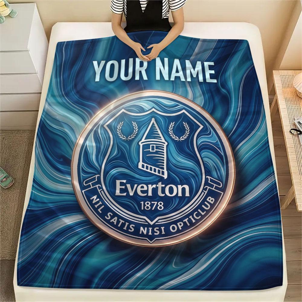 Custom Name,Everton FC Printed Flannel Blanket, soft throw for bedroom sofa, washable, Christmas present, great gift.