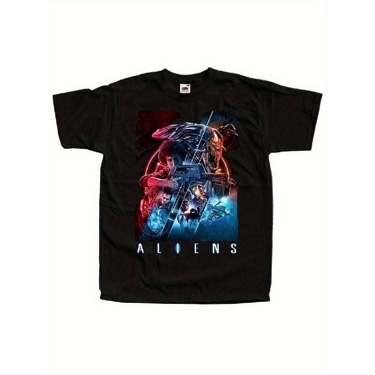 Men S & Women S Alien V4 Movie Graphic T-Shirt - Official Xenomorph Creature & Facehugger Design, Retro Sci-Fi Horror Film Tee, 220gsm Heavyweight S чёрный